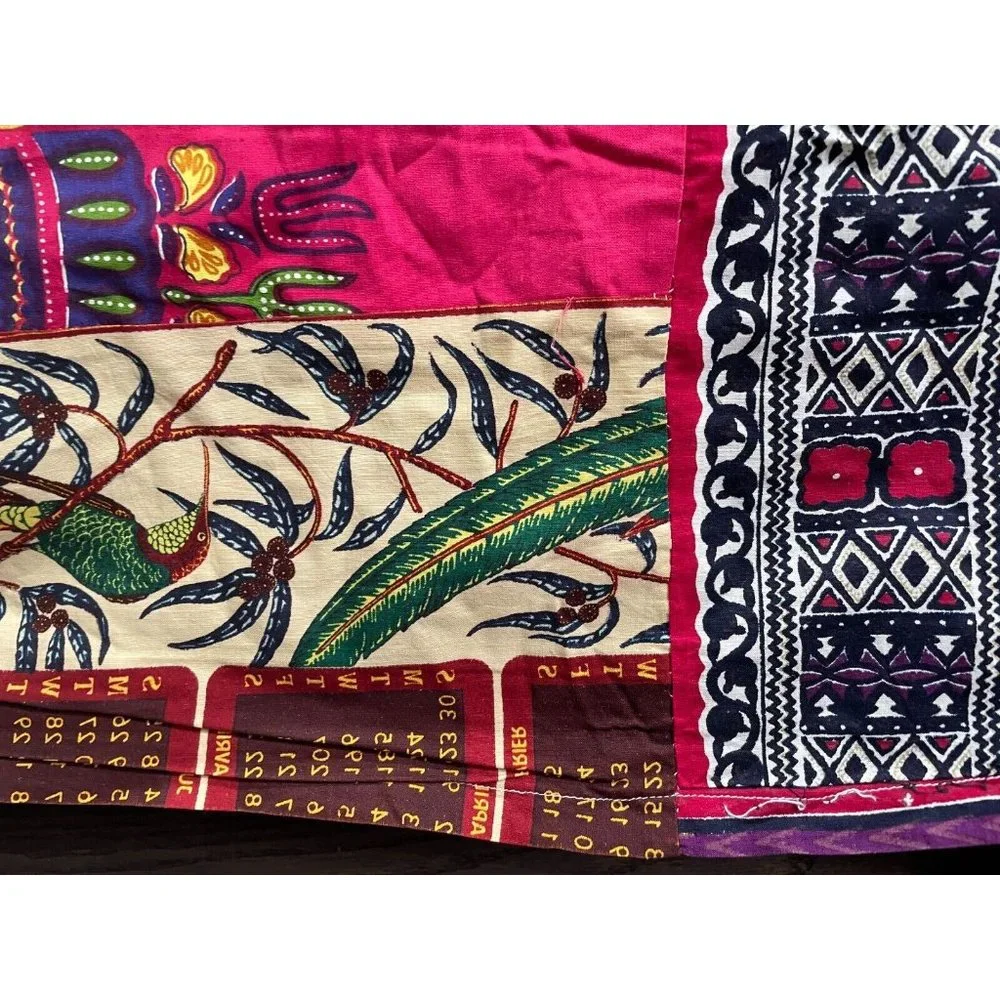 VTG Handmade Patchwork quilt bedspread thin hippy animal full 85 X 71